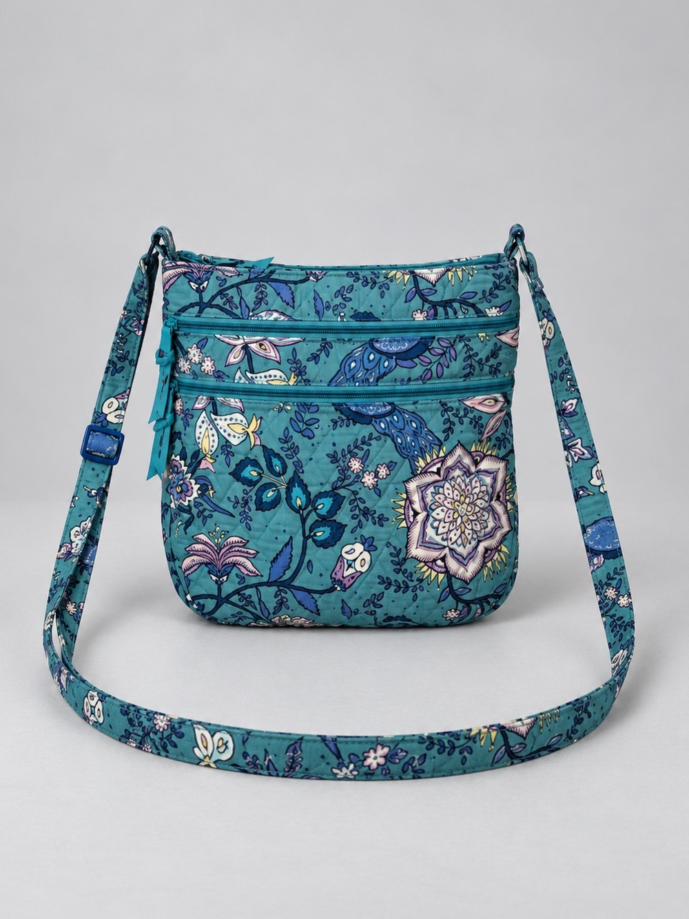 Vera Bradley Peacock Garden Hipster Crossbody Bag Purse Floral Quilted
